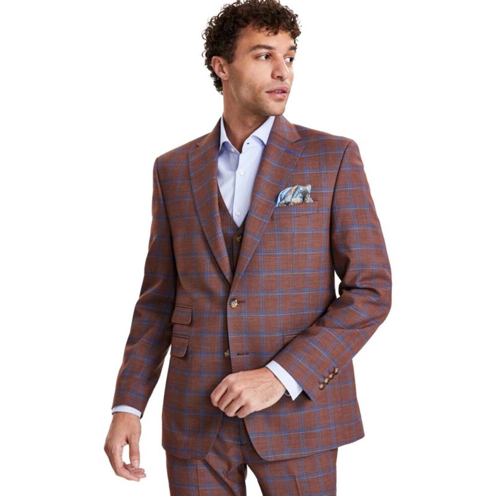 Tayion Collection Mens Plaid Two Button Blazer Jacket, NWT